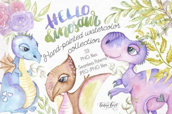 Download Hello Dinosaur Design Watercolor Kit - Watercolor kit Collection