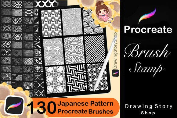Download 130 Procreate Japanese Pattern Brushes - Pattern brushes Collection