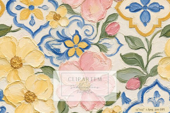 Download Oil Paint Floral Tile Pattern - Oil Collection