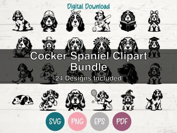 Download Cocker Spaniel Dog SVG Clipart Bundle - Premium Resources