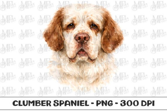 Download Clumber Spaniel Watercolor Portrait PNG - Spaniel Collection