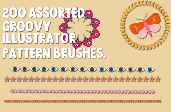 Download 200 Retro Illustrator Pattern Brushes - Pattern brushes Collection