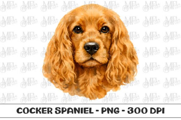 Download Cocker Spaniel Watercolor Portrait PNG - Premium Bundle