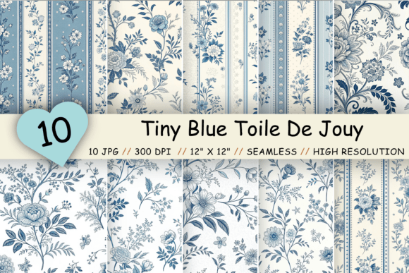 Download Tiny Blue Toile De Jouy Seamless Pattern - Oil Collection